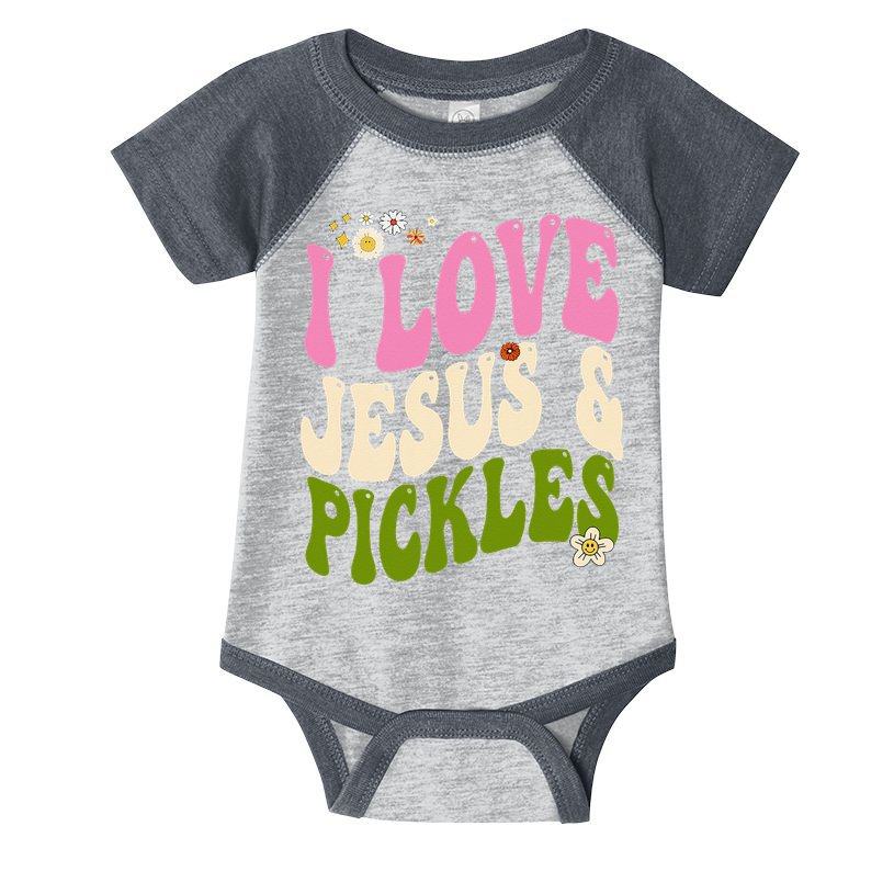 Hippie Groovy I Love Pickles & Jesus Pickle Retro Vegetarian Infant Baby Jersey Bodysuit