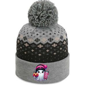 Drinking Coffee Halloween Ghost Ice Coffee Cute Ghost  Gift The Baniff Cuffed Pom Beanie