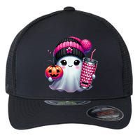 Drinking Coffee Halloween Ghost Ice Coffee Cute Ghost  Gift Flexfit Unipanel Trucker Cap