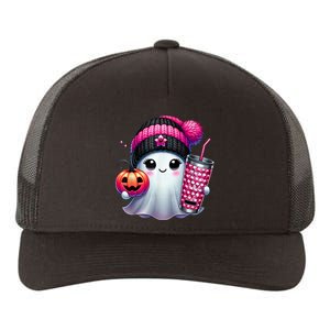 Drinking Coffee Halloween Ghost Ice Coffee Cute Ghost  Gift Yupoong Adult 5-Panel Trucker Hat