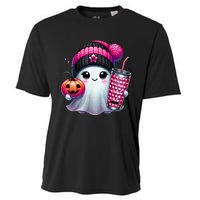 Drinking Coffee Halloween Ghost Ice Coffee Cute Ghost  Gift Cooling Performance Crew T-Shirt