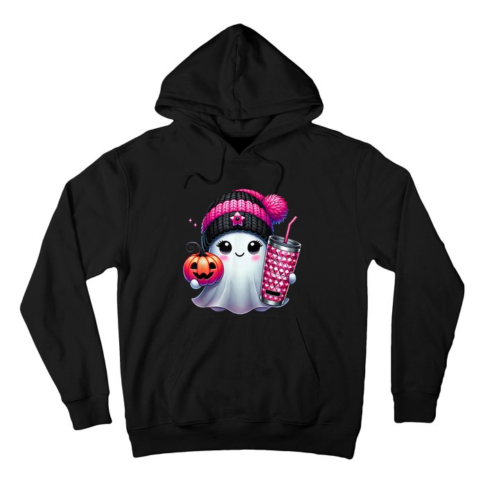 Drinking Coffee Halloween Ghost Ice Coffee Cute Ghost  Gift Hoodie