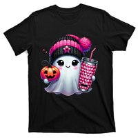 Drinking Coffee Halloween Ghost Ice Coffee Cute Ghost  Gift T-Shirt