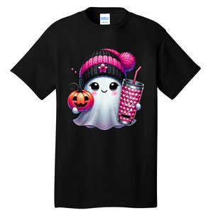 Drinking Coffee Halloween Ghost Ice Coffee Cute Ghost  Gift Tall T-Shirt