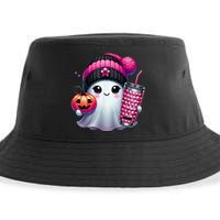 Drinking Coffee Halloween Ghost Ice Coffee Cute Ghost  Gift Sustainable Bucket Hat