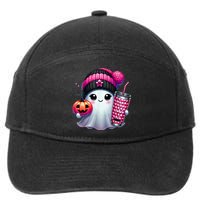 Drinking Coffee Halloween Ghost Ice Coffee Cute Ghost  Gift 7-Panel Snapback Hat