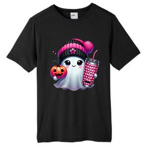 Drinking Coffee Halloween Ghost Ice Coffee Cute Ghost  Gift Tall Fusion ChromaSoft Performance T-Shirt