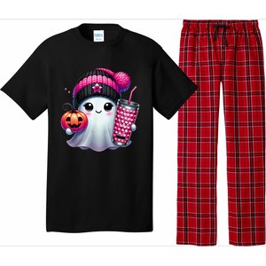 Drinking Coffee Halloween Ghost Ice Coffee Cute Ghost  Gift Pajama Set