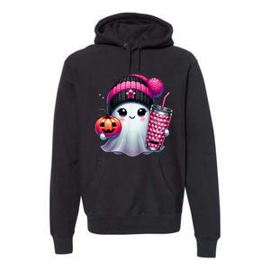 Drinking Coffee Halloween Ghost Ice Coffee Cute Ghost  Gift Premium Hoodie