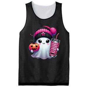 Drinking Coffee Halloween Ghost Ice Coffee Cute Ghost  Gift Mesh Reversible Basketball Jersey Tank