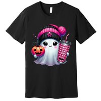 Drinking Coffee Halloween Ghost Ice Coffee Cute Ghost  Gift Premium T-Shirt