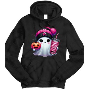 Drinking Coffee Halloween Ghost Ice Coffee Cute Ghost  Gift Tie Dye Hoodie