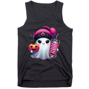 Drinking Coffee Halloween Ghost Ice Coffee Cute Ghost  Gift Tank Top