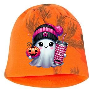 Drinking Coffee Halloween Ghost Ice Coffee Cute Ghost  Gift Kati - Camo Knit Beanie