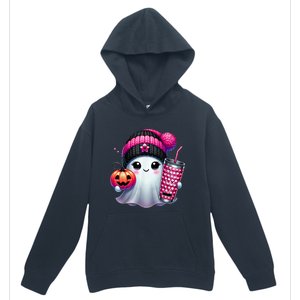 Drinking Coffee Halloween Ghost Ice Coffee Cute Ghost  Gift Urban Pullover Hoodie