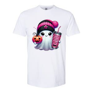 Drinking Coffee Halloween Ghost Ice Coffee Cute Ghost  Gift Softstyle CVC T-Shirt