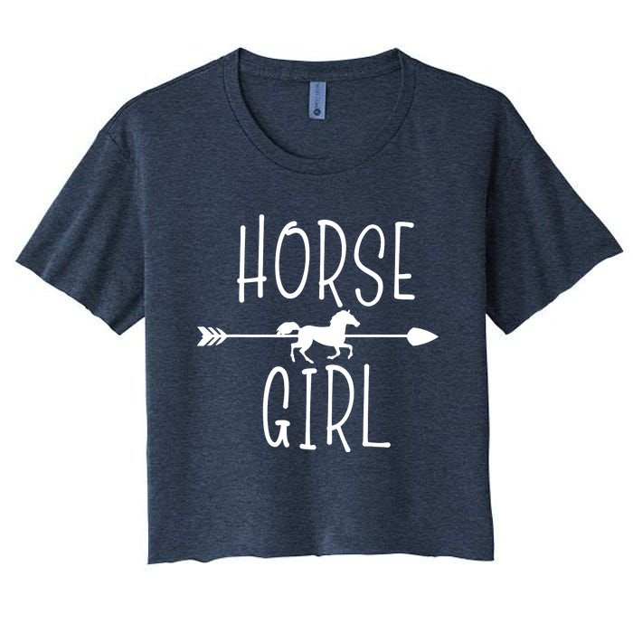 Horse Girl I Love My Horses Riding Equestrian Women Gifts Women's Crop Top Tee