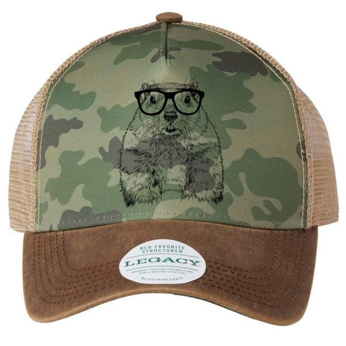 Hipster Groundhog In Nerd Glasses Animal Legacy Tie Dye Trucker Hat