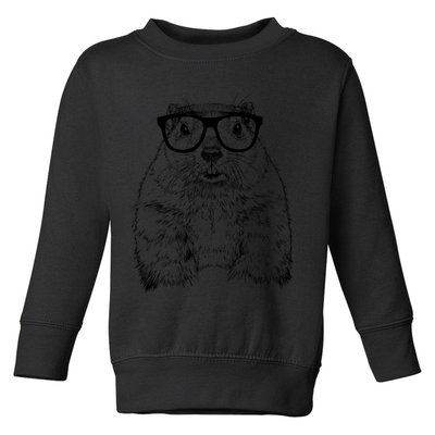 Hipster Groundhog In Nerd Glasses Animal Toddler Sweatshirt