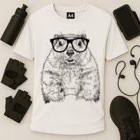 Hipster Groundhog In Nerd Glasses Animal Performance Shirt