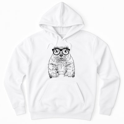 Hipster Groundhog In Nerd Glasses Animal Hoodie