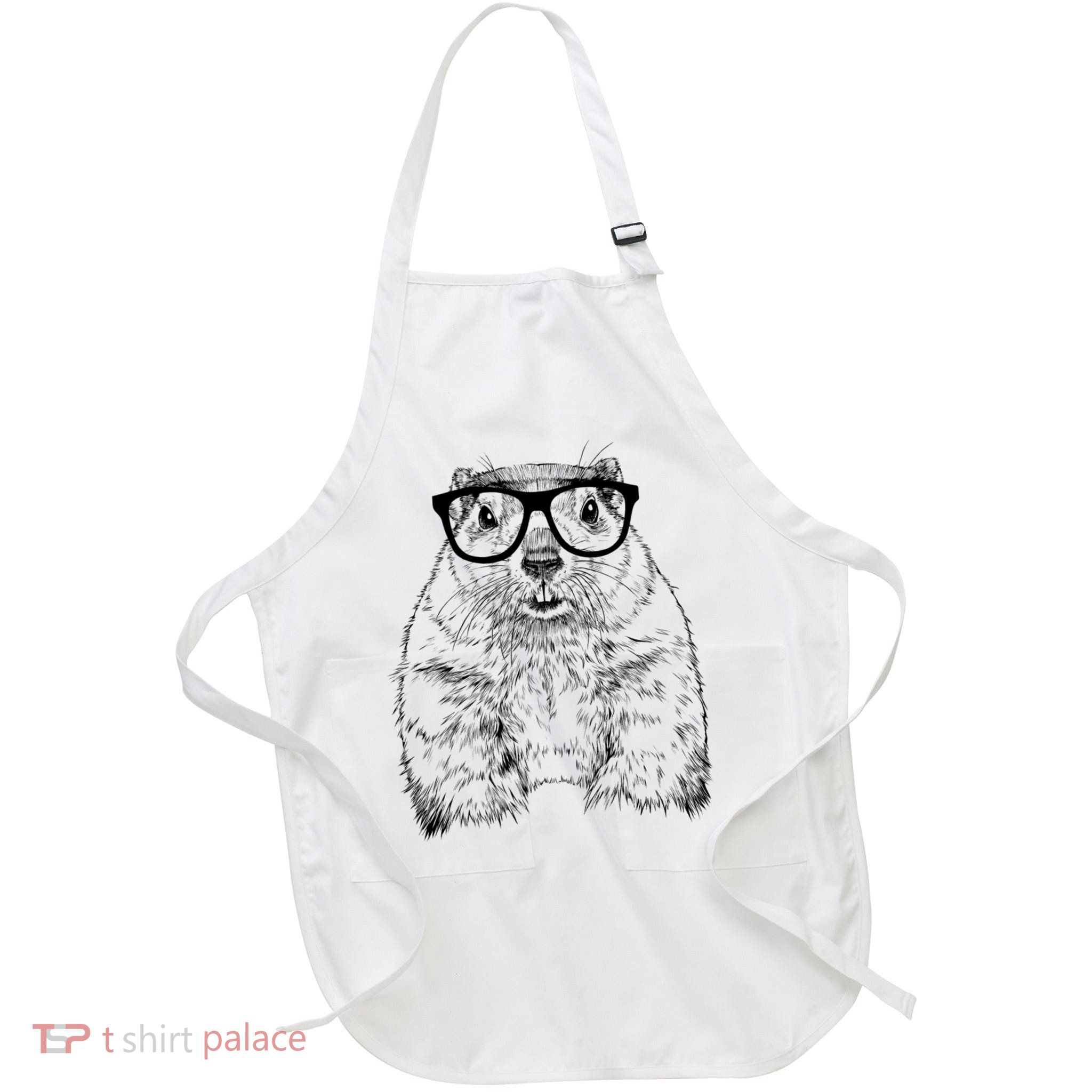Hipster Groundhog In Nerd Glasses Animal Apron