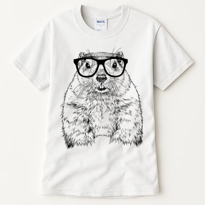Hipster Groundhog In Nerd Glasses Animal Tall T-Shirt
