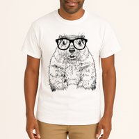 Hipster Groundhog In Nerd Glasses Animal Tall T-Shirt