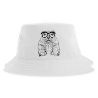 Hipster Groundhog In Nerd Glasses Animal Sustainable Bucket Hat