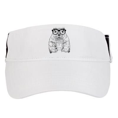 Hipster Groundhog In Nerd Glasses Animal Adult Drive Performance Visor