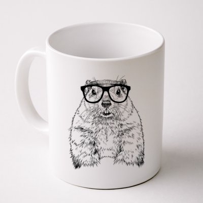 Hipster Groundhog In Nerd Glasses Animal Coffee Mug