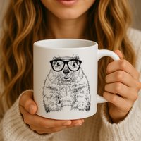 Hipster Groundhog In Nerd Glasses Animal Mug