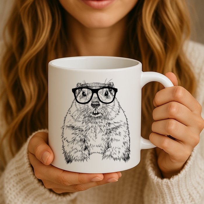 Hipster Groundhog In Nerd Glasses Animal Mug