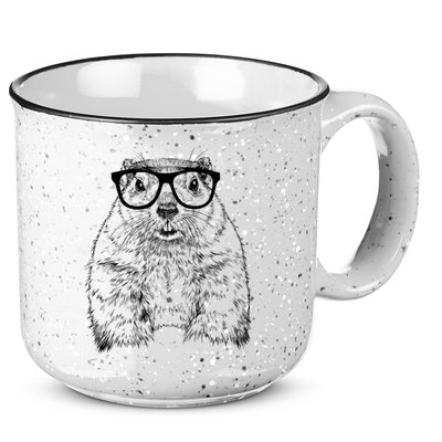 Hipster Groundhog In Nerd Glasses Animal 15oz Campfire Ceramic Mug