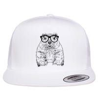 Hipster Groundhog In Nerd Glasses Animal Flatbill Hat