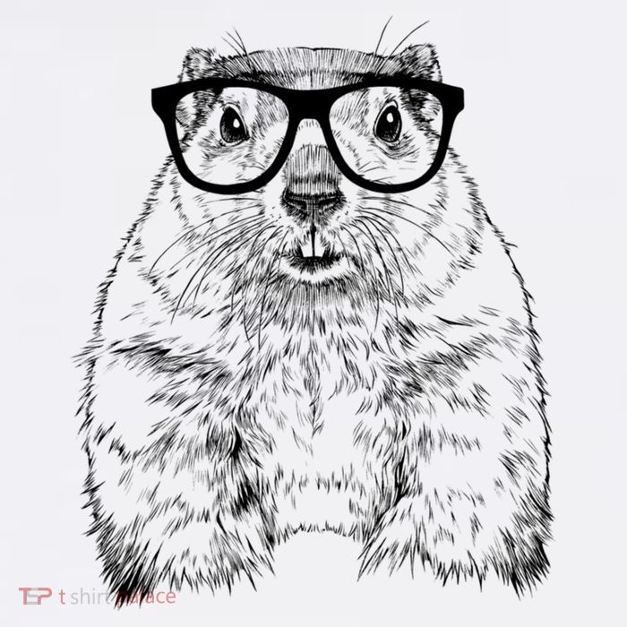 Hipster Groundhog In Nerd Glasses Animal Cooling Performance Long Sleeve Crew