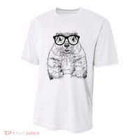 Hipster Groundhog In Nerd Glasses Animal Youth Performance Sprint T-Shirt