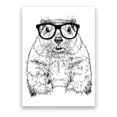 Hipster Groundhog In Nerd Glasses Animal Poster