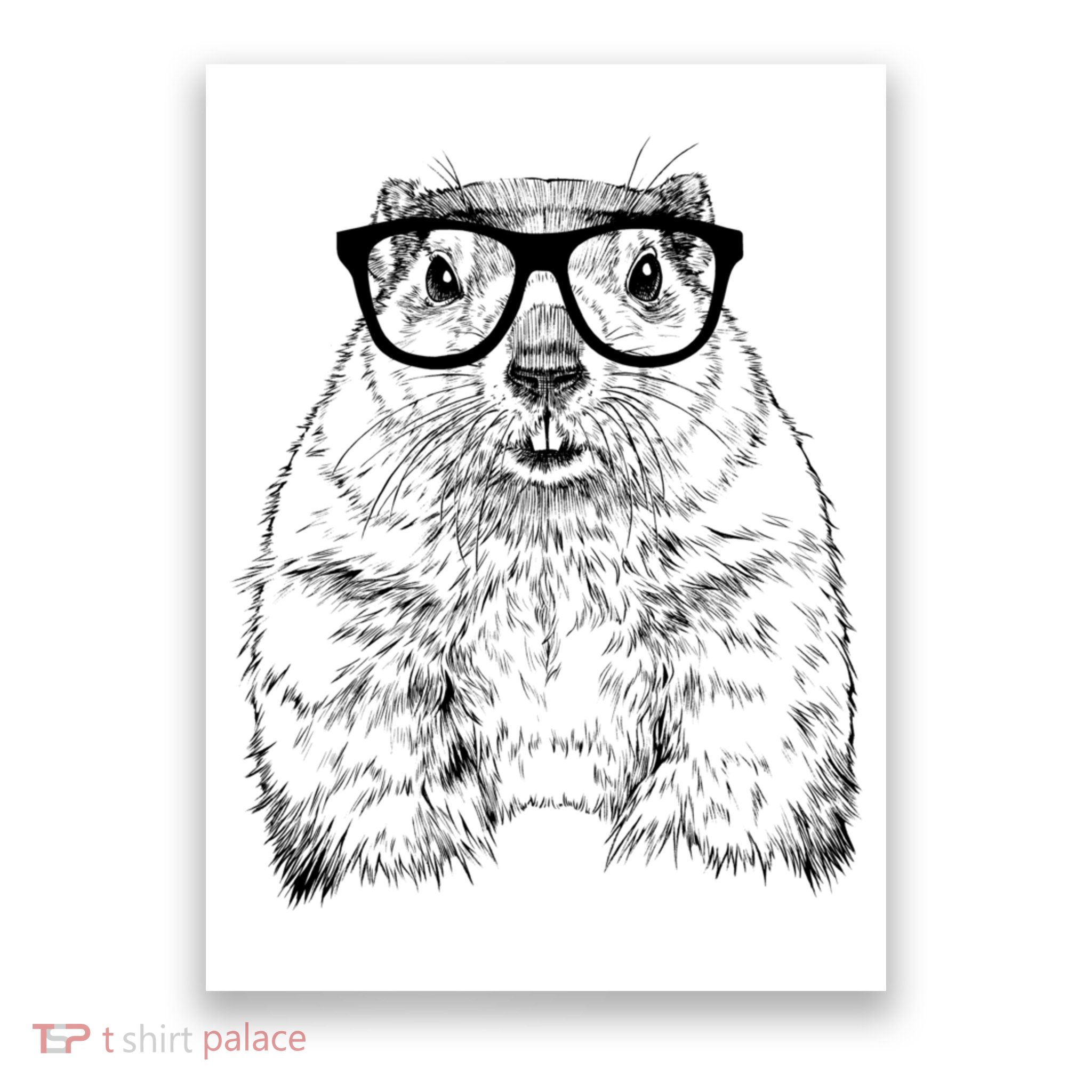 Hipster Groundhog In Nerd Glasses Animal Poster