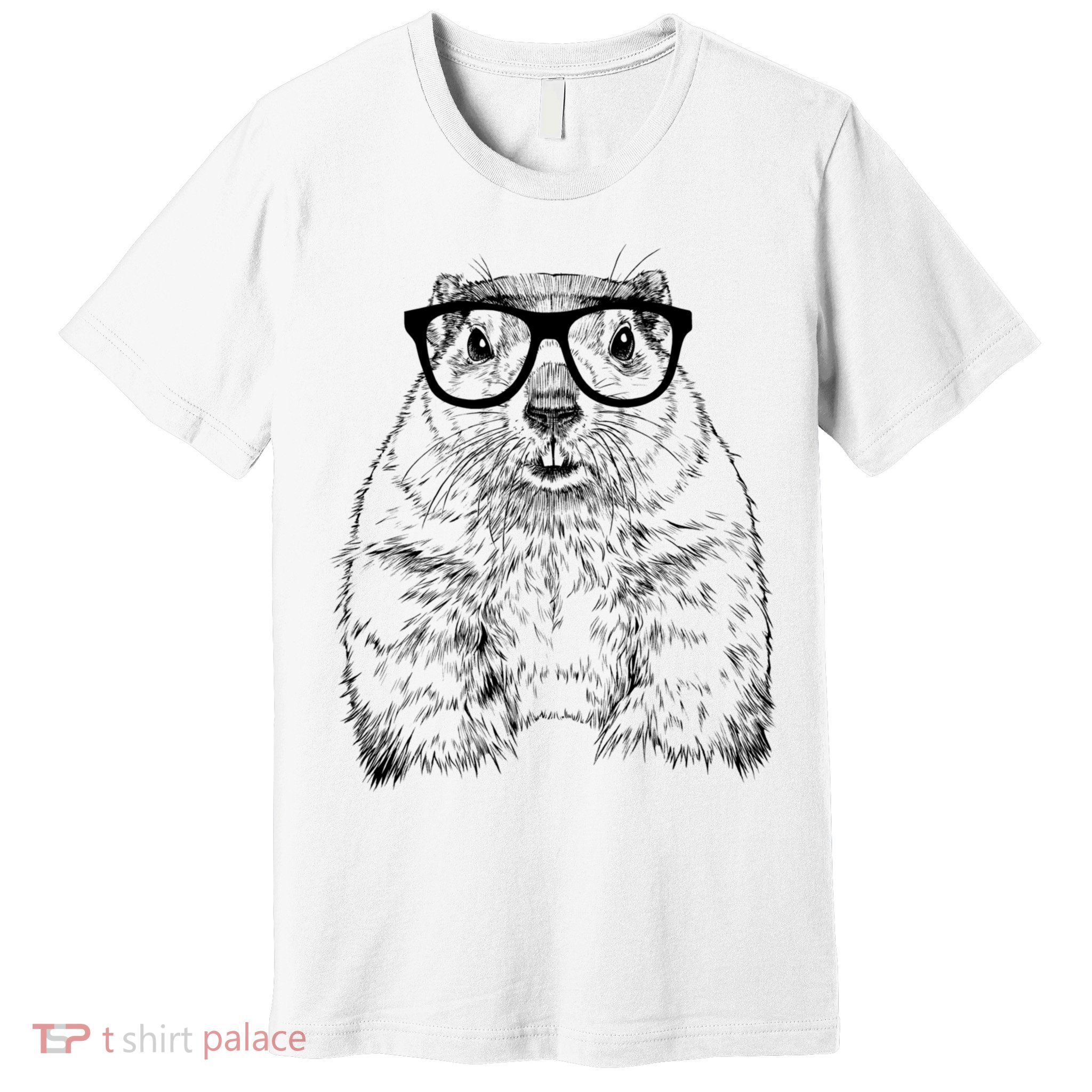 Hipster Groundhog In Nerd Glasses Animal Premium T-Shirt