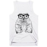 Hipster Groundhog In Nerd Glasses Animal Tank Top