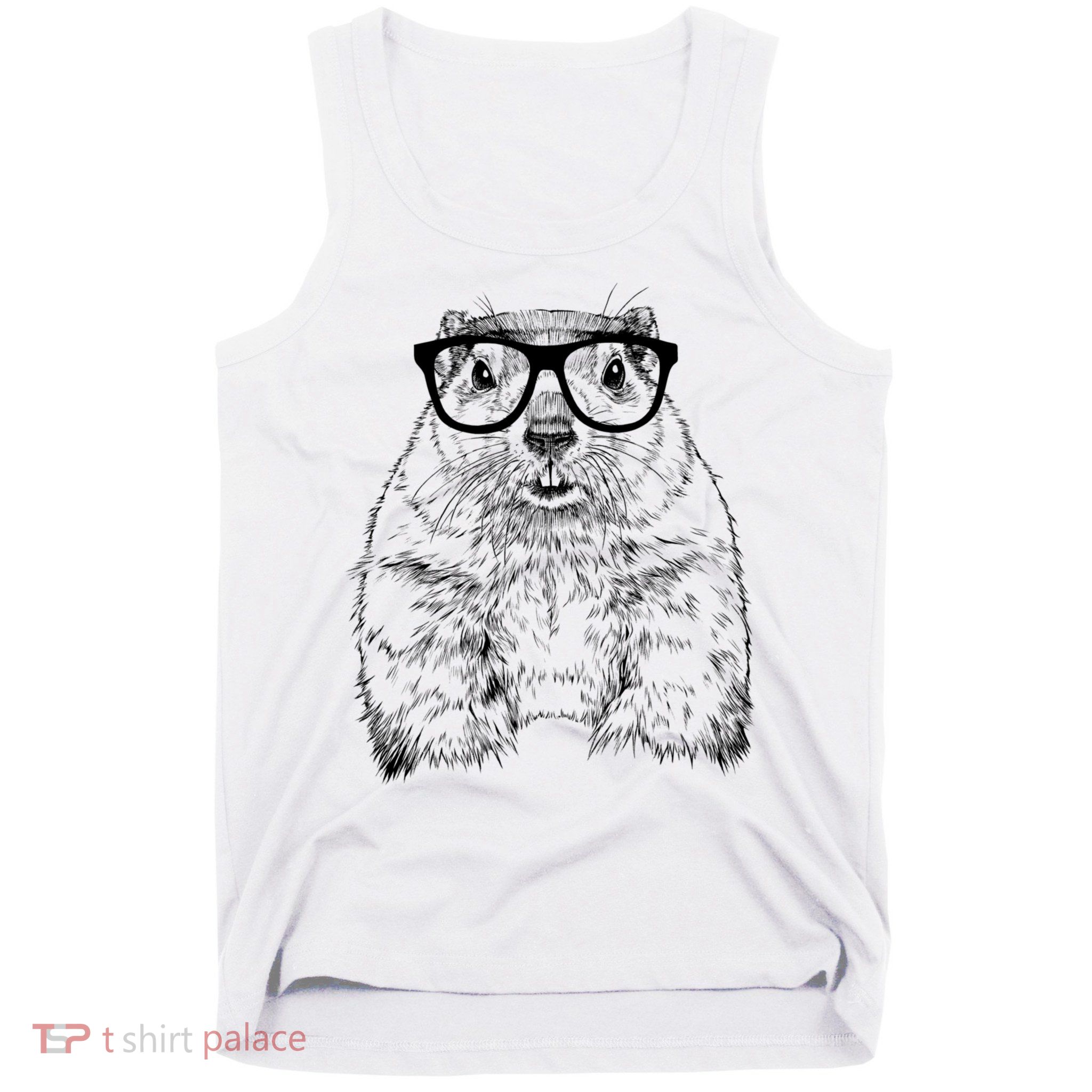 Hipster Groundhog In Nerd Glasses Animal Tank Top
