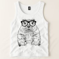 Hipster Groundhog In Nerd Glasses Animal Tank Top