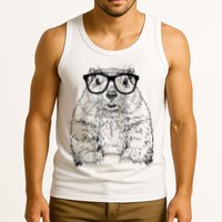 Hipster Groundhog In Nerd Glasses Animal Tank Top