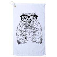 Hipster Groundhog In Nerd Glasses Animal Golf Towel