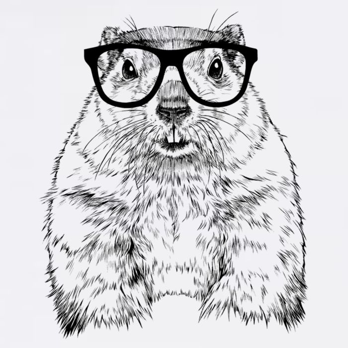 Hipster Groundhog In Nerd Glasses Animal Golf Towel