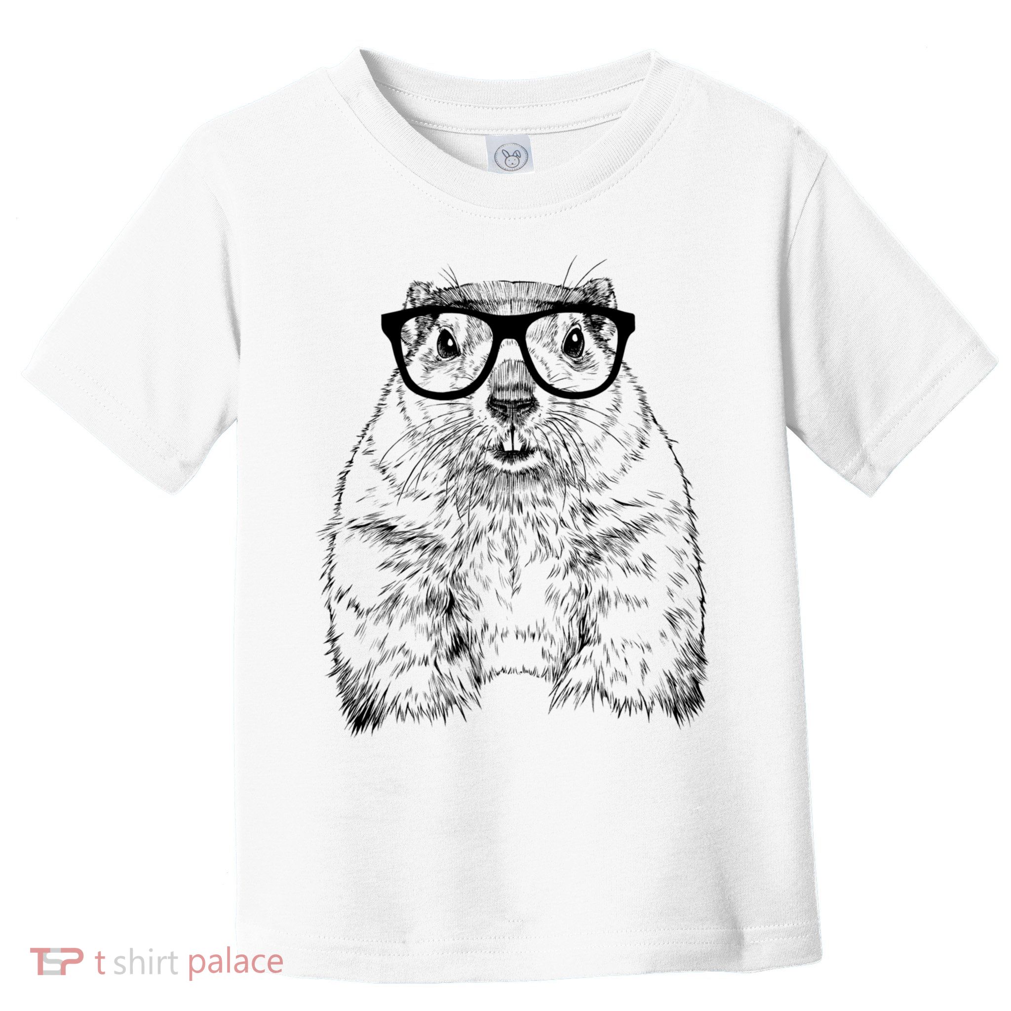 Hipster Groundhog In Nerd Glasses Animal Toddler T-Shirt