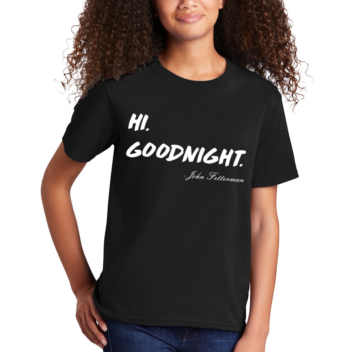 HI. Goodnight. John Fetterman Funny Debate Quote Kids T-Shirt