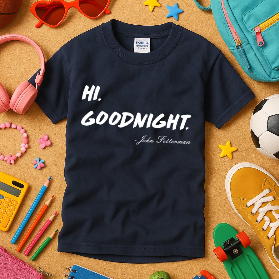 HI. Goodnight. John Fetterman Funny Debate Quote Kids T-Shirt