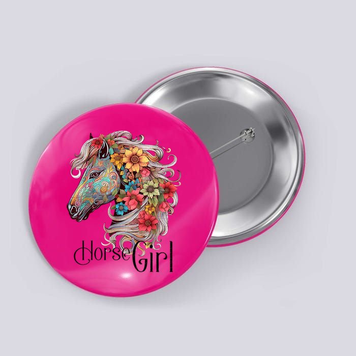 Horse Girl Just A Girl Who Loves Horses Horseback Riding Button